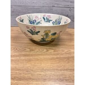 LACMA 2001 Museum of Art LA County Hand Painted Large Floral Bowl Asian 3 Quart